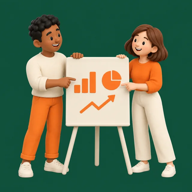Two Prime Growth team characters sharing a creative growth plan.