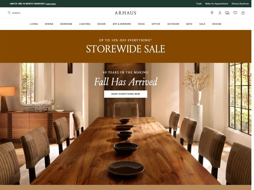 Arhaus website